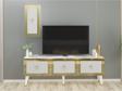 Cantek Dizayn Lazer Desenli 150 cm Bare Tv Ünitesi Beyaz - Altın