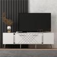 Cantek Dizayn Lazer Desenli 150 cm Detas Tv Ünitesi Beyaz - Gümüş