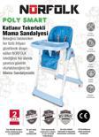 Norfolk Poly Smart Mama Sandalyesi, Portatif, Katlanır, Yükseklik Ayarlı, Tekerlekli, İçi Pedli - Mavi