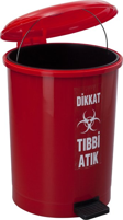 Safell Tıbbi Atık Kovası Pedallı - 30 Litre - Tıbbi Atık Çöp Kovası - Kırmızı