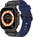 Apple Watch 7 45mm Uyumlu Fuchsia KRD-1101 Titanyum Metal Başlıklı Silikon Kordon