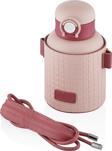 Diller 680ml Moda Waffle Çizgili Deri Kılıf Pipetli Askılı Kilitlenebilir Kapak Çelik Termos Matara