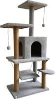 Nursoft Y-01 Salıncaklı Yuvalı Lüx Kedi Tırmalama Oyun Evi-Gri