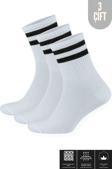 KRAL SOCKS Erkek Kadın (3 ÇİFT) Çizgili Kolej Tenis Çorabı Pamuklu Terletmez Çorap