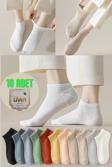KRAL SOCKS Kadın Kaliteli Bambu Patik Çorap (10 ADET / ÇİFT) Dikişsiz Parfümlü Kısa Model Hassas Çorabı