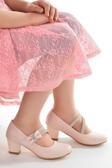 Kiko Kids 750 Simli Günlük Kız Çocuk 4 Cm Topuklu Babet Ayakkabı Pudra