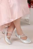 Kiko Kids 750 Vakko Günlük Kız Çocuk 4 Cm Topuklu Babet Ayakkabı Gümüş
