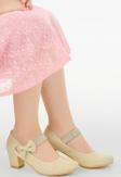 Kiko Kids 752 Çupra Günlük Kız Çocuk 4 Cm Topuklu Babet Ayakkabı Altın