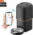 Haustier PF02 Akıllı Kedi Köpek Otomatik Mama Kabı , Tuya App-Wifi Uzaktan Kontrol, 4lt Hazne, Metal Kase - Siyah