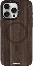 Youngkit İphone 15 Pro Uyumlu Kılıf Magsafe Şarj Özellikli Youngkit Ahşap Desenli Wood Forest Seri Kahverengi