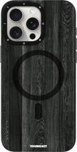 Youngkit İphone 15 Pro Uyumlu Kılıf Magsafe Şarj Özellikli Youngkit Ahşap Desenli Wood Forest Serisi Siyah