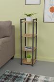 FurnatureDesign Metal Ahşap Dekoratif Çok Amaçlı Raf 4 Katlı Banyo Mutfak Rafı Çiçeklik Organizer Atlantik Çam