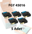  Foogy Dymo D1 Muadili Etiket Plastik Mavi - 12 mm x 7 mt - 45016 - Eko Paket 5 li