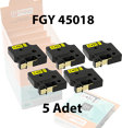 Foogy Dymo D1 Muadili Etiket Plastik Sarı - 12 mm x 7 mt - 45018 - Eko Paket 5 li
