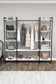 Mobitopya Nilamu Elbise Dolabı, Metal Aksamlı, Beyaz, Açık Dolap, Organizer, Askılık 175*170*34 Cm