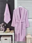 Unisex Mor Havlulu Bornoz 2'li Set