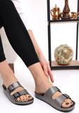 Mulex 10651 Çift Toka Kadın Terlik Comfort Anatomik Kadın Ev Dışarı Terliği