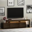 İnarch Dizayn Beliz Modern LED Işıklı 3 Kapaklı, Raflı TV Sehpası – 192 cm, Ceviz