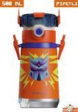 CocoSmile Özel Kutulu 500 ML Pipetli Çelik Termos -Boyun Askılı- 4 Farklı Robot Modeli  cs0001