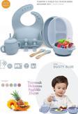 Kiwi Pumpkin 11 Parça Full Bebek Beslenme Seti %100 Bpa Free Doğal Silikon - Dusty Blue