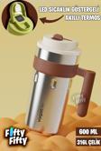 Vagonlife 600 ML LED Sıcaklık Göstergeli Akıllı Çelik Termos Kulplu -Kahve Bardağı-Mug-FFVGN2009
