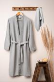 Denizli Concept Unisex Gri Kimono Müslin Bornoz Ve Havlu - Konforlu Yumuşak Bornoz Takımı - Emici Ve Dayanıklı