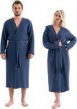 Denizli Concept Unisex Lacivert Kapşonlu Bornoz - 4 Kat Müslin, Rahat Ve Şık