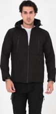 Camp455 Outdoor Softshell Su Ve Rüzgara Dayanıklı içi Polarlı Seyyar Kapüşonlu Erkek Taktik Mont