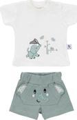 Gezenbebe Hero Kısa Kol Desenli Bebek T-Shirt & Nakışlı Şort Seti Elephant