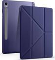Samsung Galaxy Tab S9 Plus 12.4 Kılıf Yatay ve Dikey Standlı Uyku Modlu Kalemlikli Trifold Arkası Silikon Kılıf 