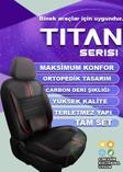 Nice Shop Titan Serisi Carbon Deri Detaylı Taytüyü Oto Koltuk Kılıfı Ön Arka Tam Set - Kırmızı