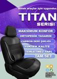 Nice Shop Titan Serisi Carbon Deri Detaylı Taytüyü Oto Koltuk Kılıfı Ön Arka Tam Set - Siyah