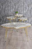 Gold Falez Zigon Sehpa ve Orta Sehpa Elips Set Gold Efes Tel