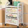 Trendesk 3 Katlı Metal Beyaz Patates Soğan Sepeti Sebze Meyve Sepeti Sebzelik Tekerlekli