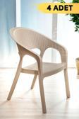 Sandalie 4 Adet Garden Cappucino Sandalye Balkon Bahçe Teras