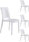 Sandalie 4 Adet Rattan Beyaz Sandalye / Balkon - Bahçe - Teras