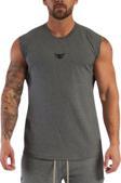 Genius Store Erkek Nem Emici Hızlı Kuruma Atletik Teknik Performans Sporcu Sıfır Kol T-Shirt Mg-Atlet Füme M