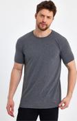 Genius Store Erkek Bisiklet Yaka Basic Gri Tişört Gri M