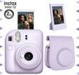 Instax mini 12 Lila Fotoğraf Makinesi-Çerçeve ve Deri Kılıf Seti