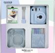 Instax mini 12 Mavi Fotoğraf Makinesi 10'lu Film Simli Pleksi Kılıf Mandal ve Kıskaçlı Resim Standı 