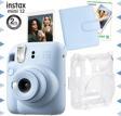 Instax mini 12 Mavi Fotoğraf Makinesi-10'lu Film-Kare Albüm ve Şeffaf Kılıf Seti