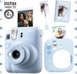 Instax mini 12 Mavi Fotoğraf Makinesi-10'lu Film-Kıskaçlı Stand-Mini Albüm ve Silikon Kılıf Seti