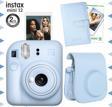 Instax mini 12 Mavi Fotoğraf Makinesi-10'lu Film-Laporta Albüm ve Deri Kılıf Seti
