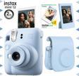 Instax mini 12 Mavi Fotoğraf Makinesi-20'li Film-Çerçeve ve Deri Kılıf Seti