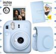 Instax mini 12 Mavi Fotoğraf Makinesi-20'li Film-Laporta Albüm ve Deri Kılıf Seti