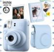 Instax mini 12 Mavi Fotoğraf Makinesi-20'lu Film-Mini Albüm ve Deri Kılıf Seti