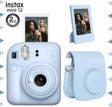 Instax mini 12 Mavi Fotoğraf Makinesi-Çerçeve ve Deri Kılıf Seti