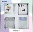 Instax mini 12 Beyaz Fotoğraf Makinesi 10'lu Film Simli Pleksi Kılıf Mandal ve Kıskaçlı Resim Standı