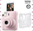 Instax mini 12 Pembe Fotoğraf Makinesi ve Şeffaf Kılıf Seti