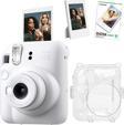 Instax mini 12 Beyaz Fotoğraf Makinesi Simli Pleksi Kılıf Çerçeve ve 10'lu Film Hediye Seti-FOTSI001